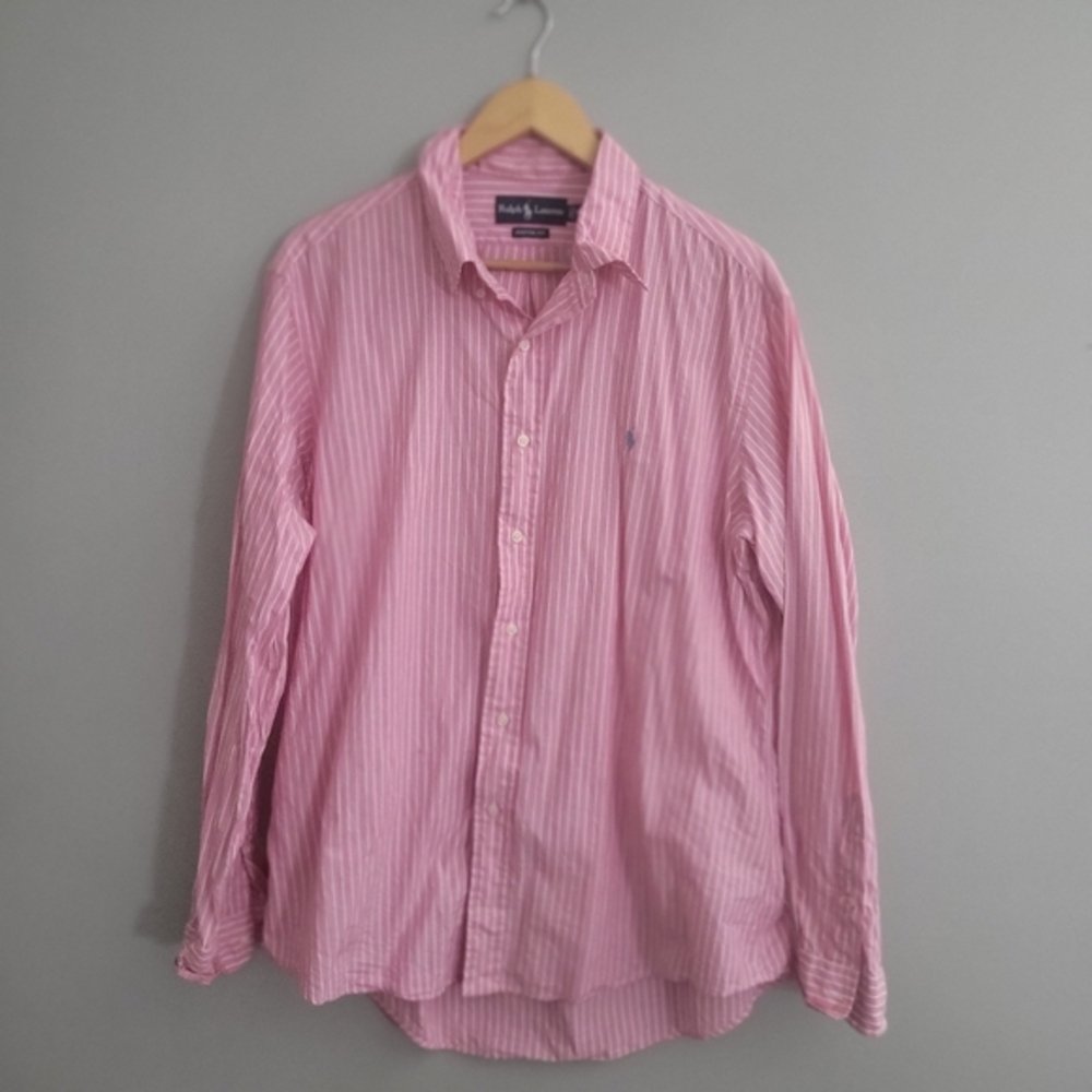 Ralph‎ Lauren pink stripe custom fit button down xl